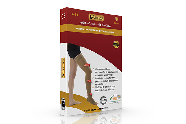 Ciorapi Compresivi 280 deni 22-27 MmHg cu banda de silicon